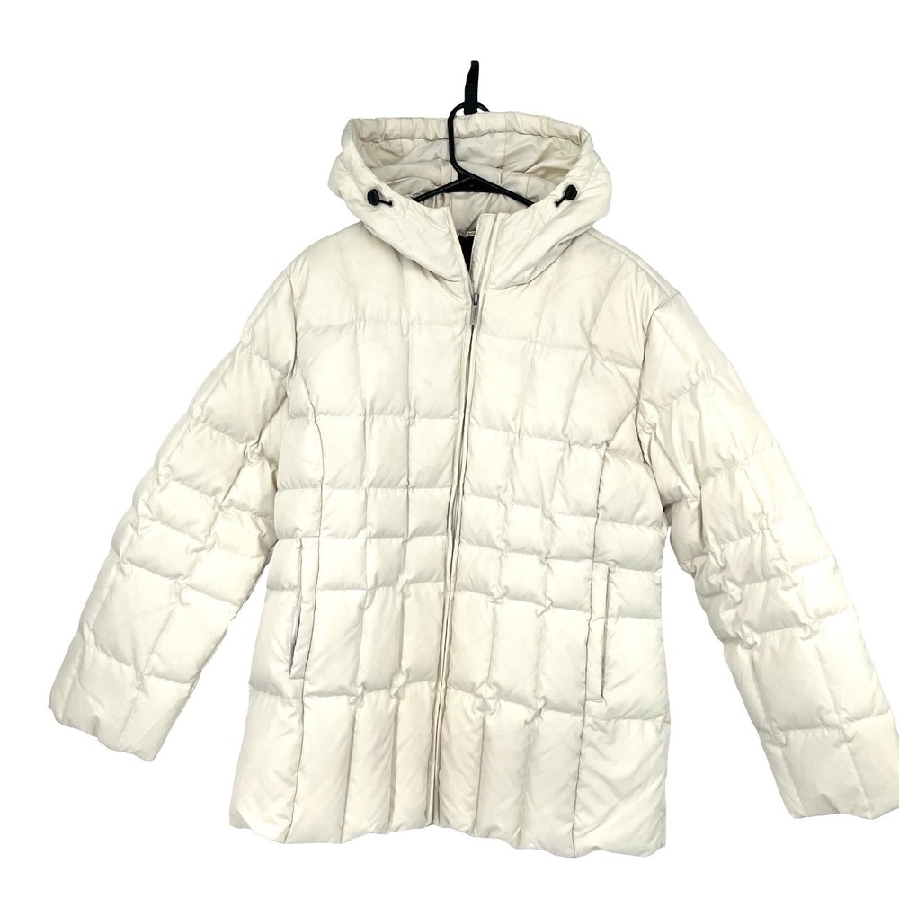 Calvin Klein Women's White Mid-Length Puffer Jacket Coat Size XL Down Filled